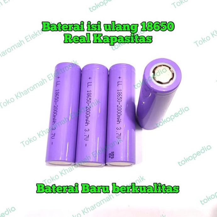 battery lithium ion 18650, Baterai isi ulang 3,7 Volt 2000 mAH murah