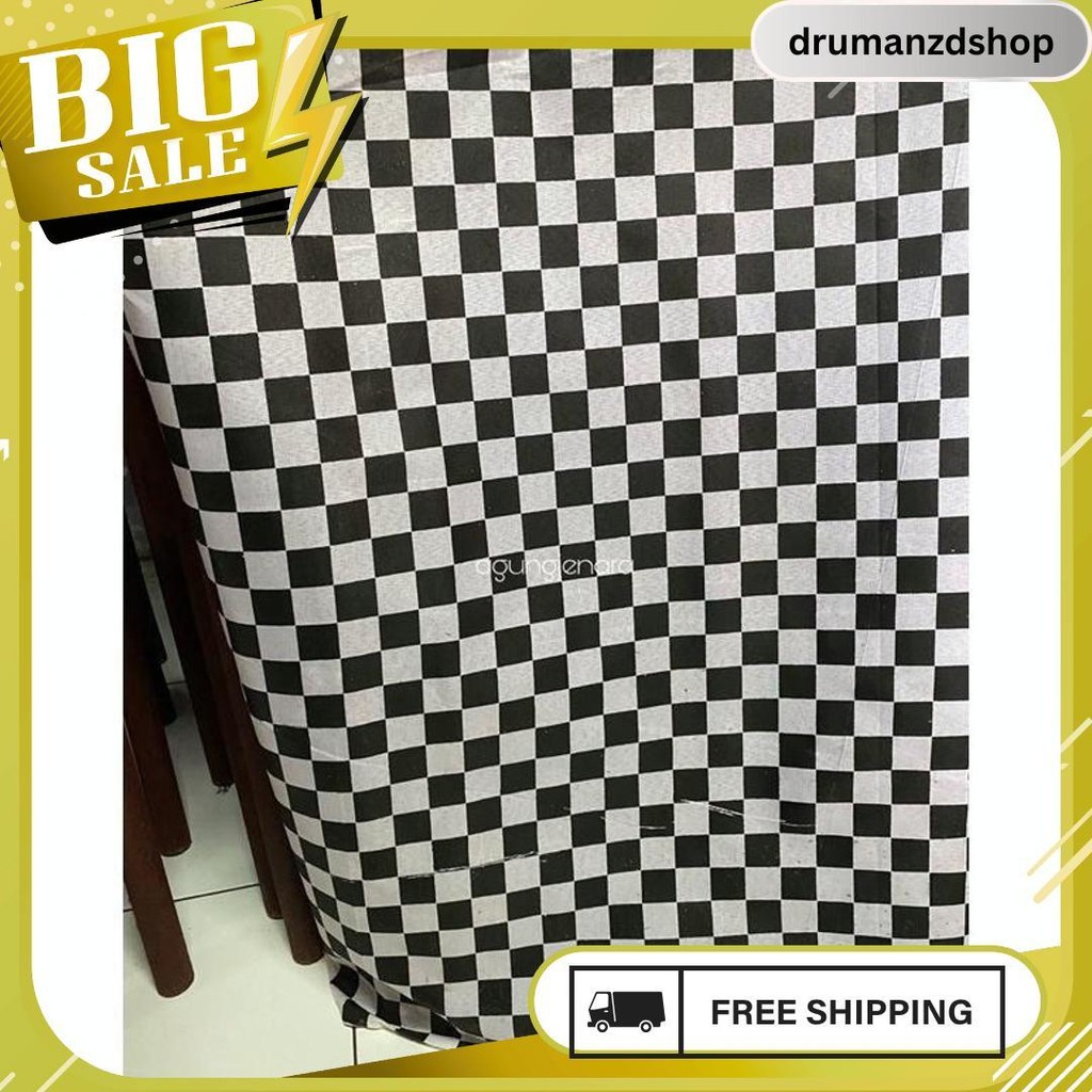 Kain Kasa Kotak Hitam Putih Bali Flash Sale
