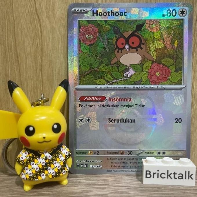 Kartu Pokemon TCG sv8a Hoothoot 127/187 Normal, Noctowl R 128/187 Reguler , Pokeball / Monster Ball,