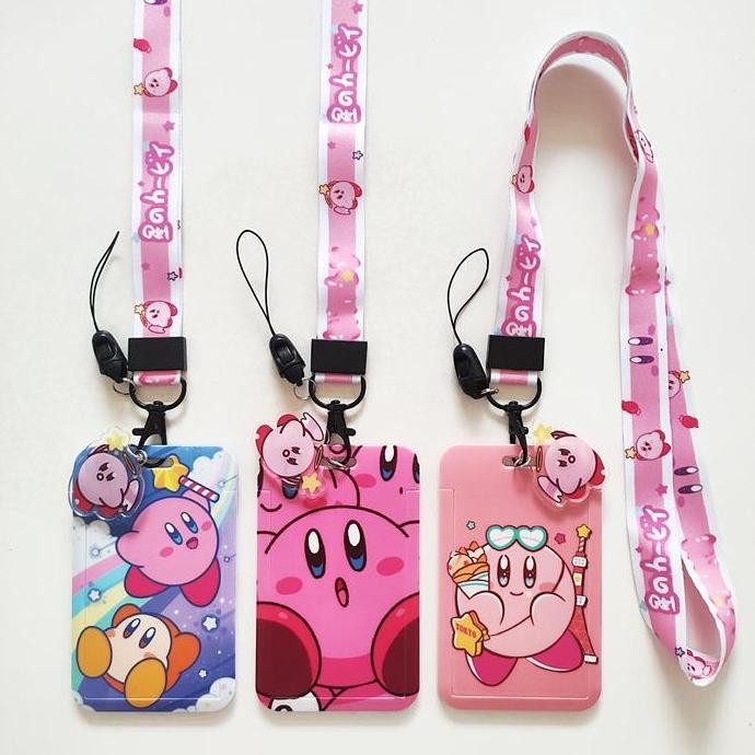 

READY ID Card Holder Name Tag Lanyard / Kalung Wadah Kartu Kirby Pink Lucu 2 NEW