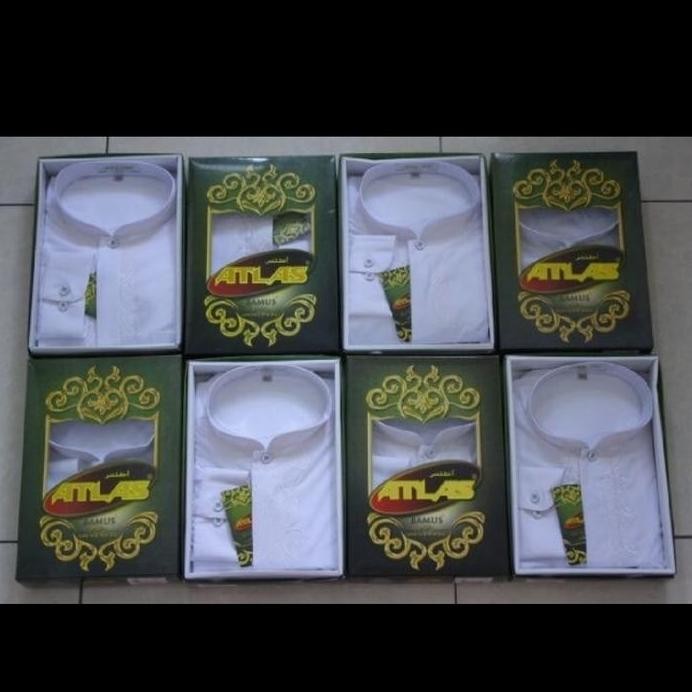 baru  koko atlas bamus universal khusus warna putih baju tangan panjang