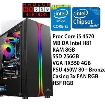 Paket Pc Intel Gen4 Core I5-Ram 8Gb-Vga 4Gb-Ssd-Casing Gaming New Stok