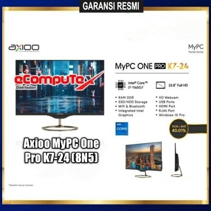 Pc Aio Axioo Mypc One Pro K7 (8N5-24) K7-24 (8N5) 8Gb 512Gb Tkdn Resmi New Stok