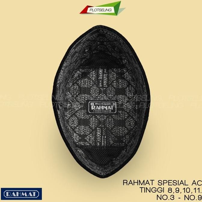 baru  Peci Songkok RAHMAT SPESIAL Kopiah Hitam Polos AC Beludru Pigeon Tinggi 8 9 10 11 Ukuran Stand