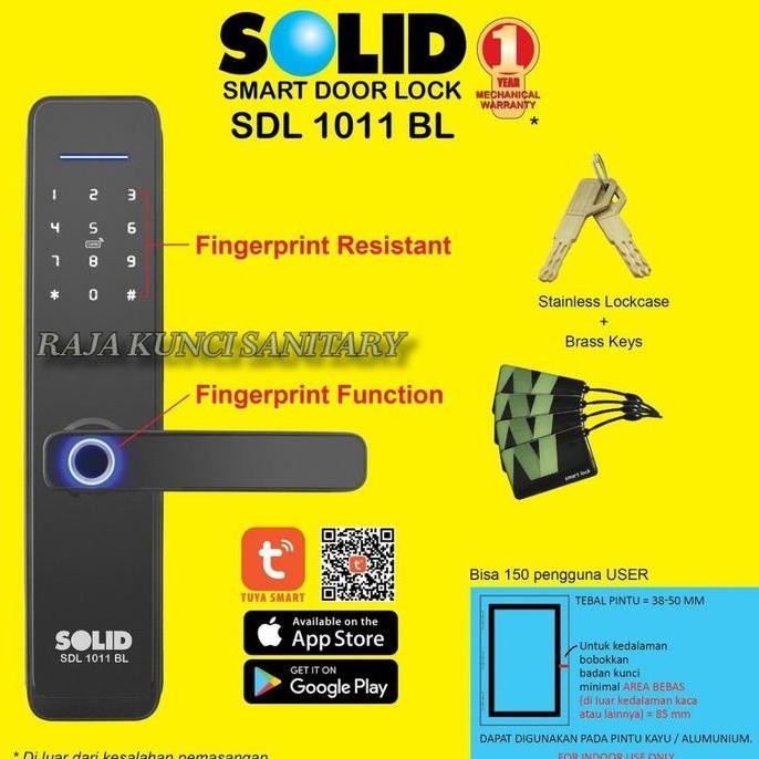 Solid Smart Door Lock Sdl 1011 Bl/Smart Lock Solid/Kunci Digital Solid