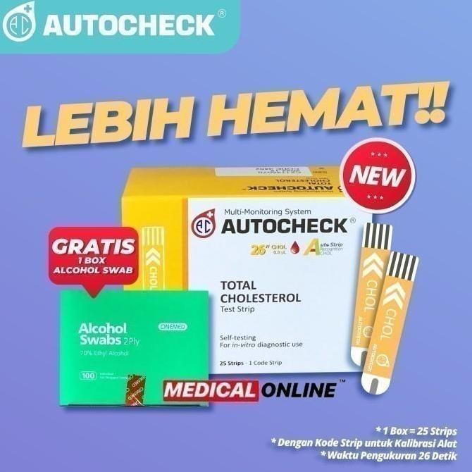 BEBAS ONGKIR - STRIP KOLESTROL AUTOCHECK CHOLESTROL ISI 25 STRIP MEDICAL ONLINE