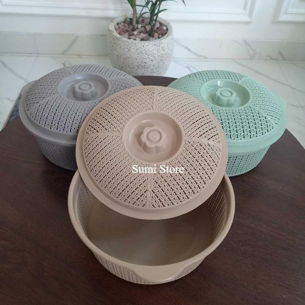 Wakul Plastik Jati Mono 10 Serbaguna/ Wakul Bulat Souvernir/ Keranjang Serbaguna Hajatan/ Wakul Haja