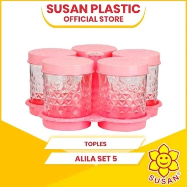 Toples + Nampan/ Toples Set 5In1/ Toples Warna Bunga/ Toples Nampan/ Toples Set Lebaran/ Toples Isi 