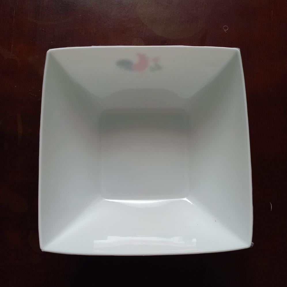 Mangkok Plastik Motif Ayam Jago Kotak / Mangkok Segi Ayam Ready