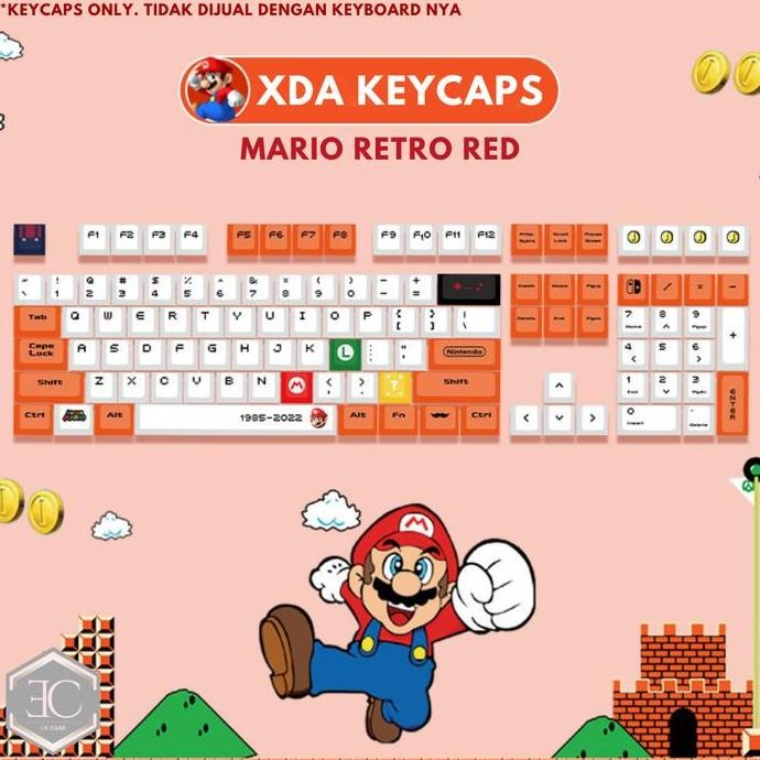 NEW Keycaps Keycap Keypad PBT XDA Mario Retro Red Kartun Lucu Luigi Mario Bros