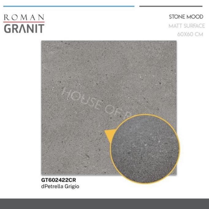 Roman Granit Teras Kasar Abu Abu 60x60cm/Keramik Lantai Carport Kasar
