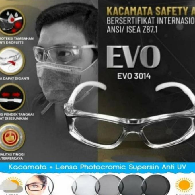 KACAMATA SAFETY SPORT PHOTOCROMIC LENSA NORMAL MINUS/CYLINDRIS