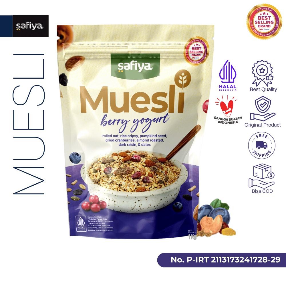 

Safiya Muesli Berry Yogurt 1 Kg Sereal With Almond Premium