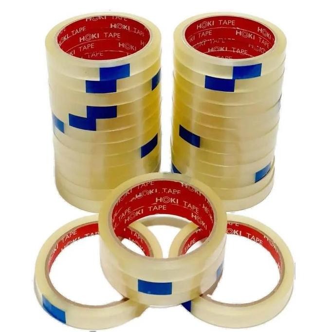 

Up Harga Grosir (1Roll/12Pcs ) Selotip Isolasi Tape Bening 1/2Inchx12Mmx72Yard Hoki Tape