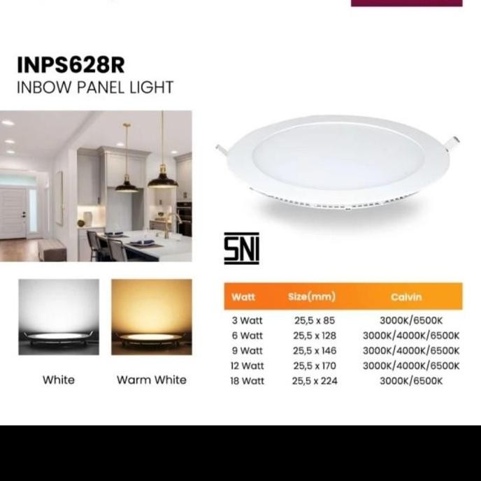 downlht panel inbow InLite INPS628R 9w plafon 9 watt inps 628r