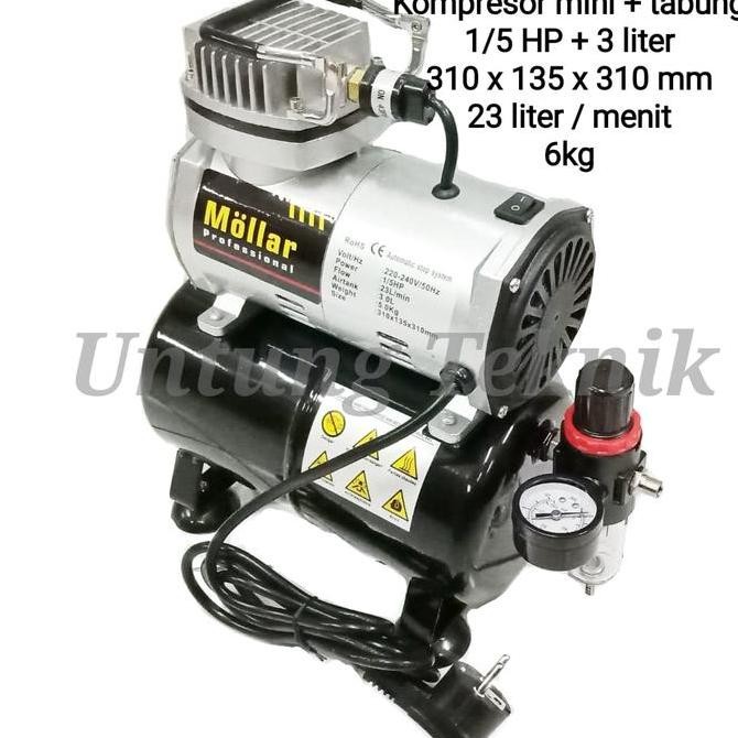 Mollar Kompresor mini otomatis + tabung air brush