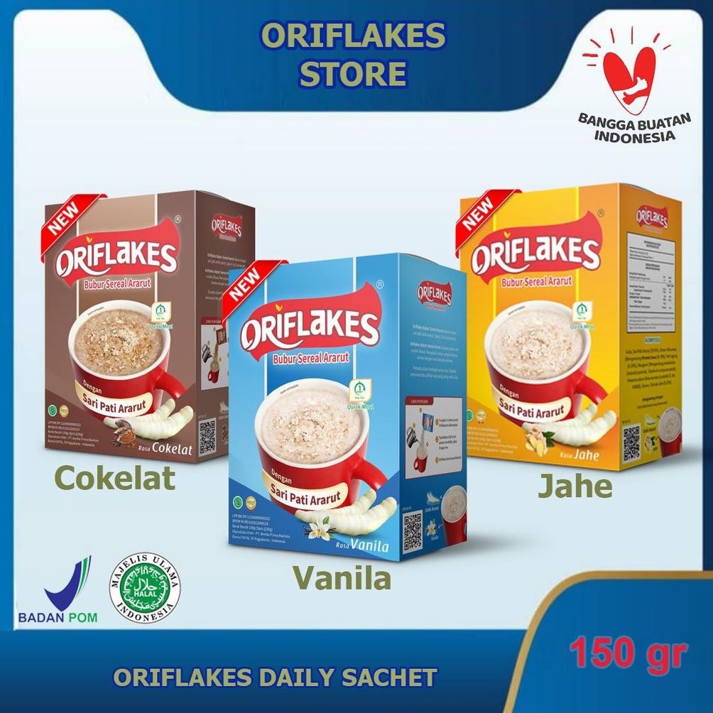 

Oriflakes Daily Sereal UMBI GARUT 150 Gram @5 Sachet.