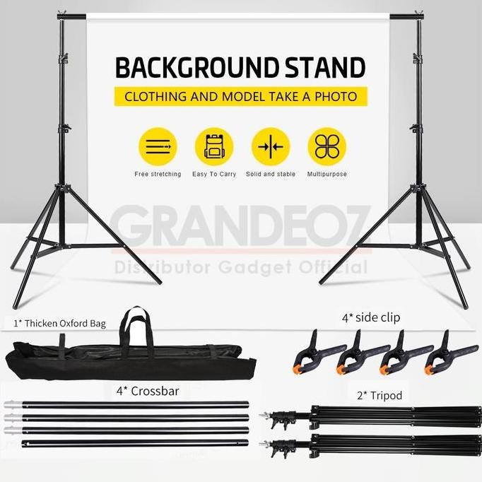 [ORIGINAL] TaffSTUDIO Backdrop Stand Background Bracket 3M Foto Studio Besi Tiang Penyangga Dekorasi