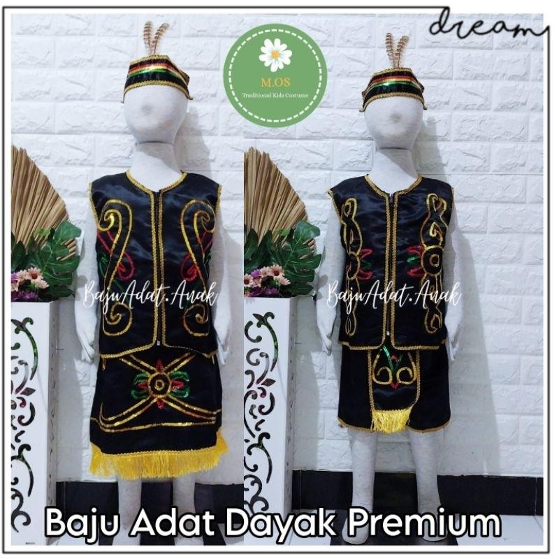 Baju Adat Dayak Anak Laki-Laki | Baju Adat Dayak Anak Perempuan |Kostum  Dayak Adat Kalimantan Ready