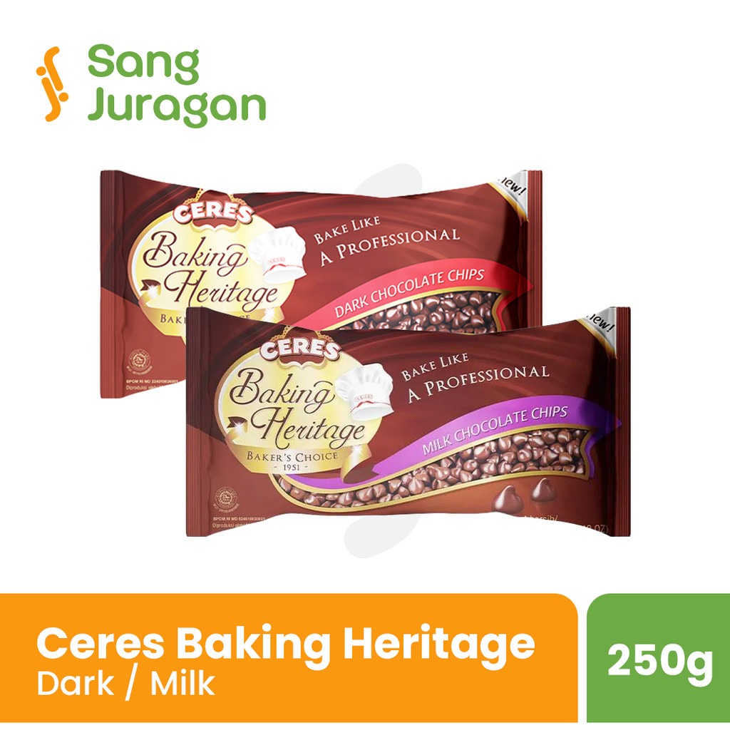 

Ceres Baking Heritage Dark 250 gr/ Ceres Baking Heritage Milk 250 gr/ Butir Coklat Ceres/ Coklat Choco Chips