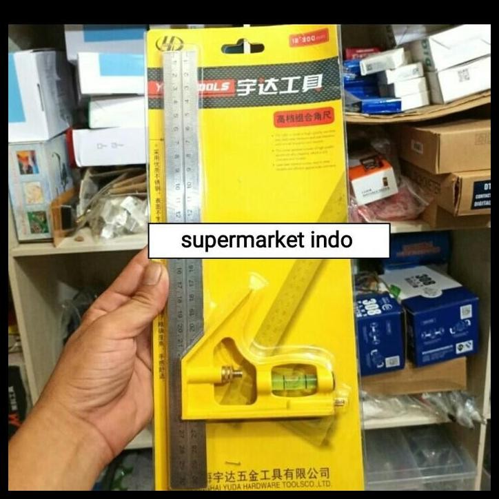 

HOT DEAL PENGGARIS SIKU KOMBINASI WATERPASS SIKU TUKANG SUDUT 30CM - YUDATOOLS !!