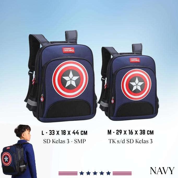 

Terjangkau [Brandedbaby] Tas Sekolah Anak Karakter Waterproof Ransel Captain America Anak Laki-Laki Tk Sd Anti Air Ukuran Kecil Besar