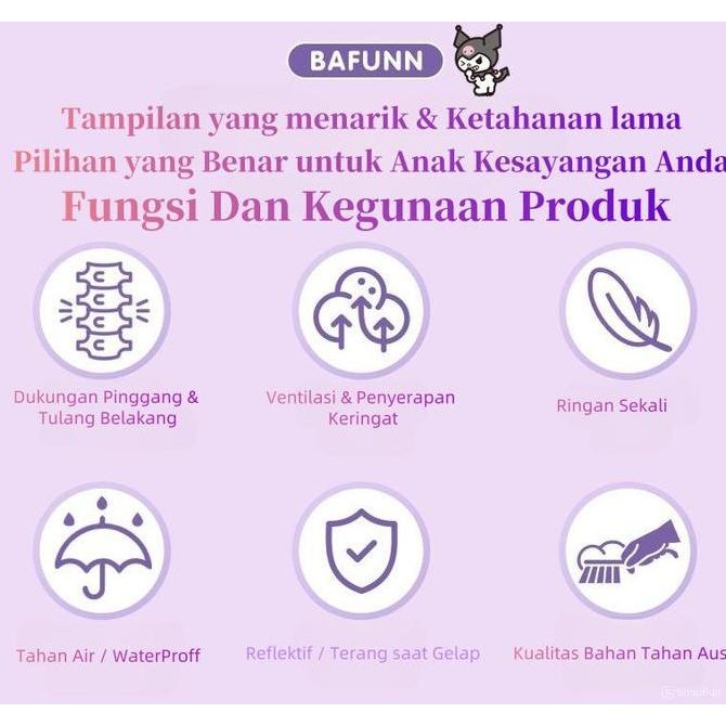 

Miliki Tas Sekolah Anak Model Kuromi / Ringan Dan Bantalan Empuk Di Punggung / Tas Kuromi Anak Sd