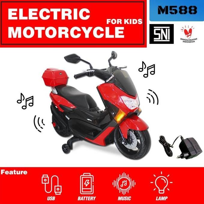 Fun- Mainan Motor listrik anak Cowok aki NMAX PMB RAID M588 3 4 5 6 tahun