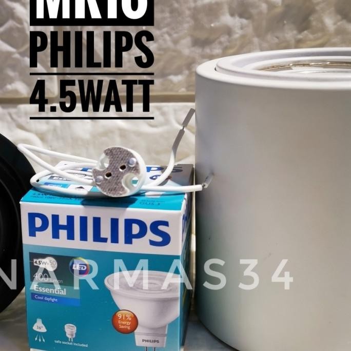 <<<<<] DownLight Outbow Bulat Philips MR16 4.5watt Halogen LED Rumah Lampu