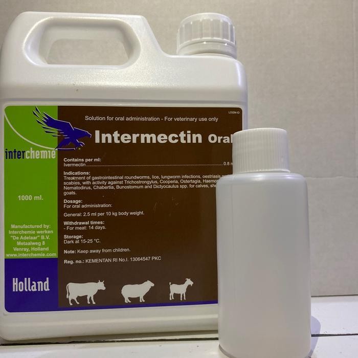 Intermectin Oral 100 Ml Obat Parasit Scabies Gudik Kutu Hewan Ternak