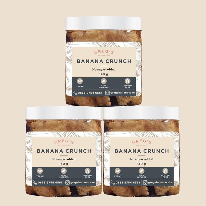 

Gregs Banana Cake Banana Crunch Set Of 3 Jars 140Grm Snack