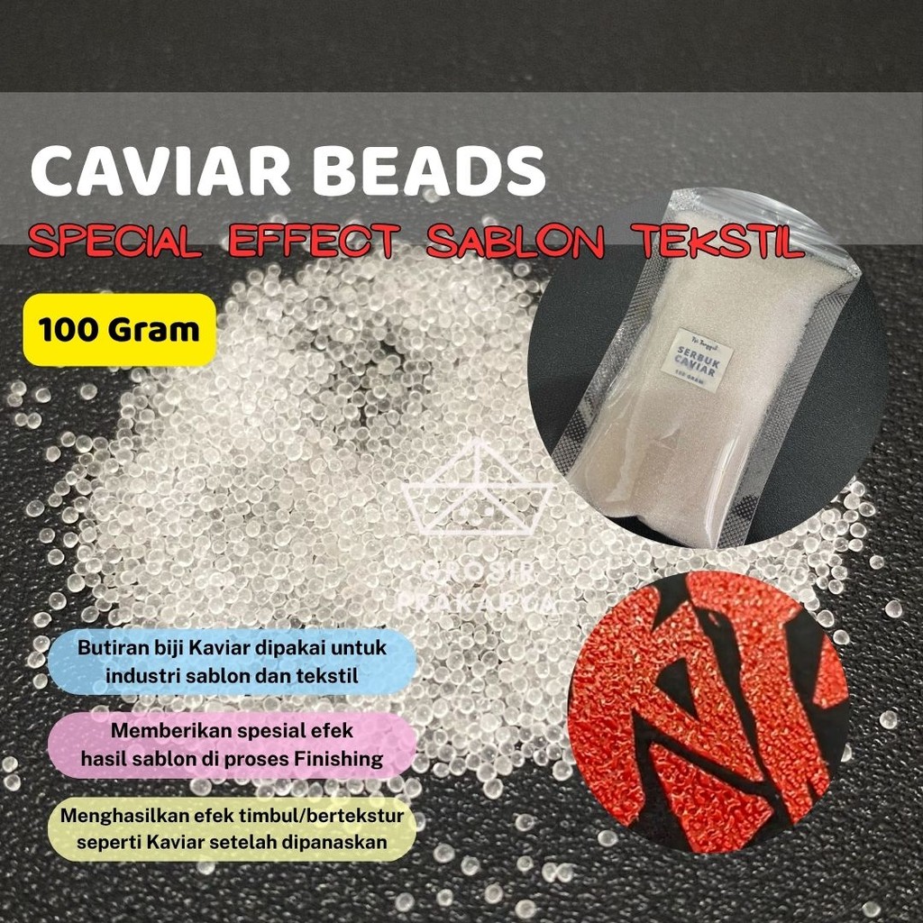 

Bubuk Caviar Sablon 100gr Efek Timbul Special Effect Sablon Bentol Tekstil Caviar Beads Butiran Serbuk Kaviar Air Embun Clear Bening PVC Bahan Finishing Bertekstur Baju Kaos Sablonan Kerajinan Tangan Butir Bulir Biji Bead Bubuk Textil Grosir Prakarya