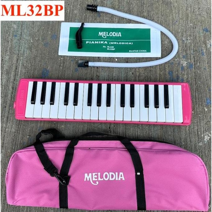 Pianika MELODIA Original 32 Key Top Quality Warna Biru & Pink Dilengkapi Tas Kain ML32B Alat Musik T