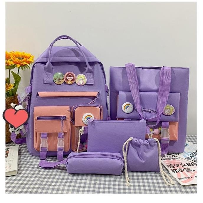 

Miliki Tas Ransel Sekolah Anak Perempuan Set 5 In 1 Fashion Backpack Gratis Pin