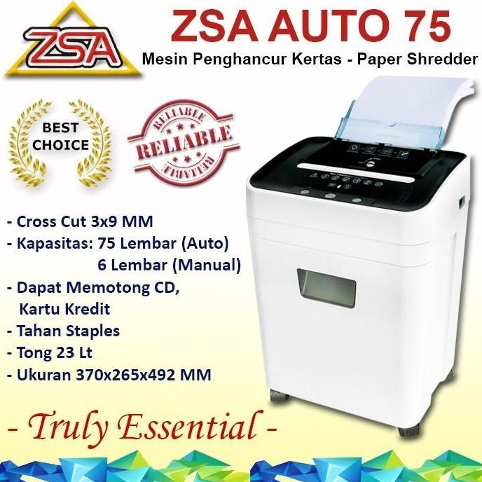 TERLARIS  Paper shredder ZSA Auto75 Mesin Penghancur Kertas ZSA Auto 75 RESMI