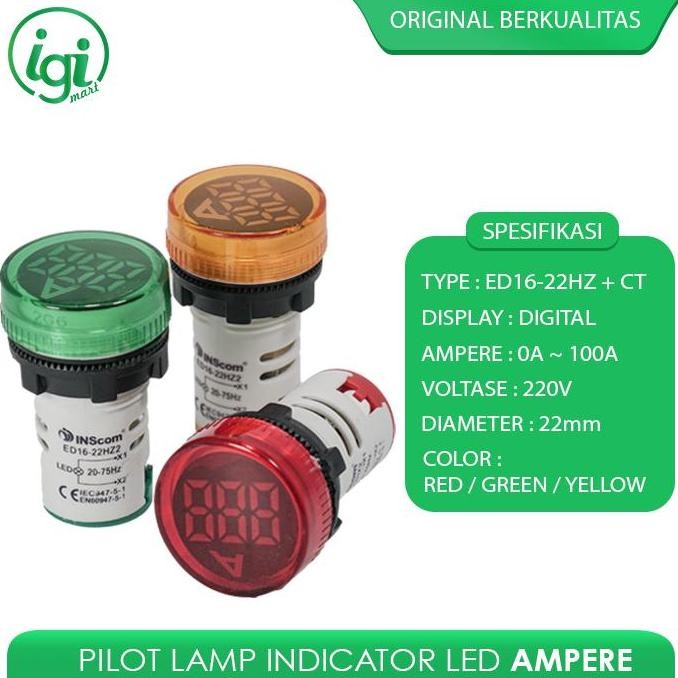 Promo PILOT LAMP LED AMPERE METER ROUND 22MM / INDICATOR LAMPU DIGITAL BULAT COD