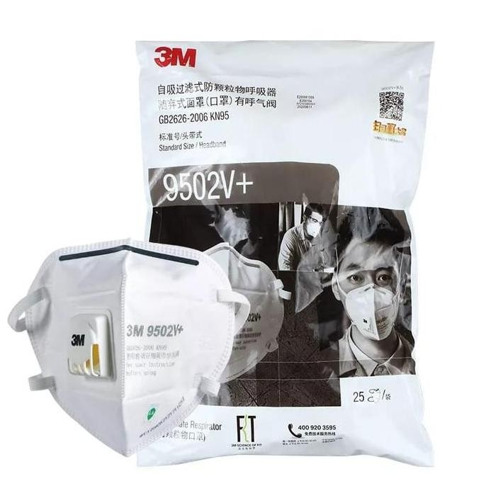 New Masker 3M KN95 N90 9001V 9002V 9002VZ 9501+ 9502+ Masker Respirator - 9502V+