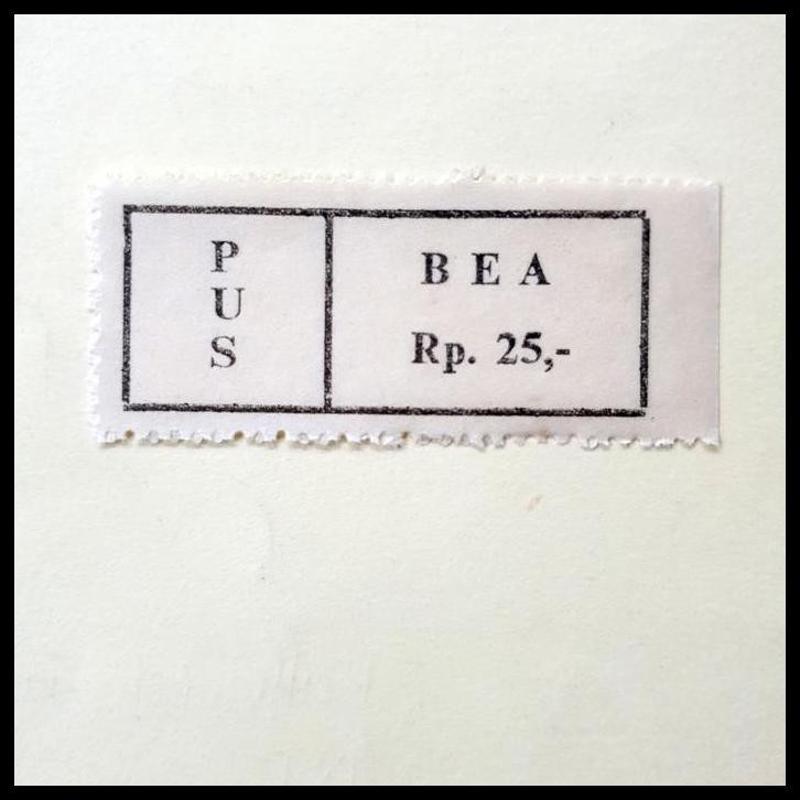 

DISKON PRANGKO INDONESIA 1965. PUS BEA RP 25,- SEBAGAI TAMBAHAN BIAYA YANG DIKENAKAN OLEH POS SAAT MENGANTAR BUNGKUSAN DAN SAMPUL BERUKURAN BESAR