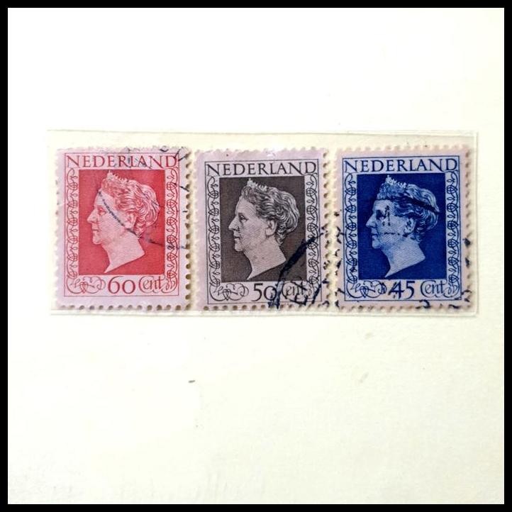 

DISKON PRANGKO BELANDA / NEDERLAND 1948. RATU WILHELMINA. SET (3V) FINE USED. LANGKA !!!!!!