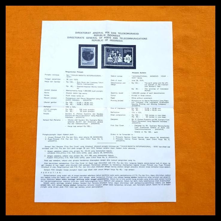 

TERMURAH PRANGKO INDONESIA 1975. SHP TAHUN WANITA INTERNASIONAL INTERNATIONAL WOMEN'S YEAR !!