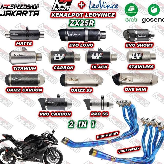KNALPOT HEADER STAINLESS BLUE 2IN1 KAWASAKI ZX25R + SILENCER LEOVINCE