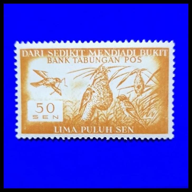 

GRATIS ONGKIR PRANGKO BANK TABUNGAN POS, 50 SEN. "DARI SEDIKIT MENDJADI BUKIT