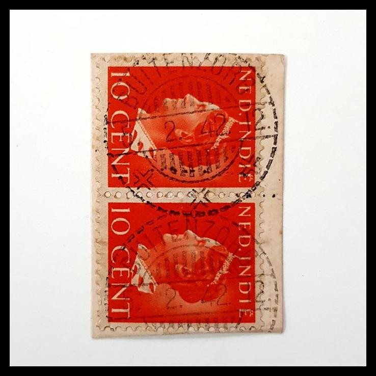 

HOT DEAL PRANGKO NED INDIE. RATU WILHELMINA 10 CENT, PAIR. CAP POS BUITENZORG