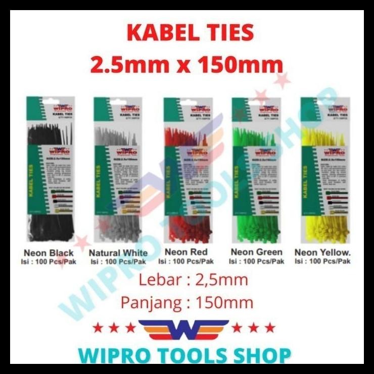 

TERMURAH WIPRO CABLE TIE KABEL TIES TIS 2.5 X 150 MM 2.5X150MM WARNA - HITAM !!!!!!
