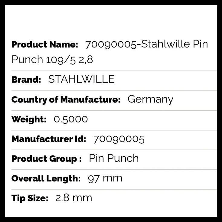 

GRATIS ONGKIR STAHLWILLE PIN PUNCH 109/5 2,8 !!!!!