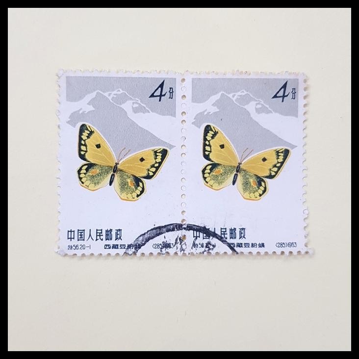 

TERBARU PRANGKO CHINA 1963. S56-1 BUTTERFLIES TIBETAN CLOUDED YELLOW. PAIR !!!!!
