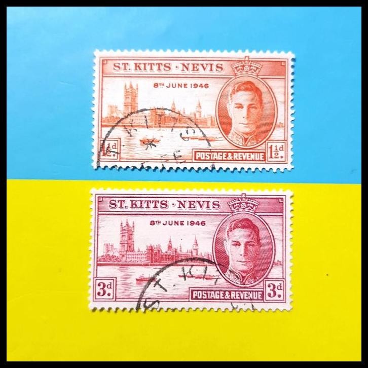 

TERBARU PRANGKO KING GEORGE VI 1946 ST. KITTS NEVIS. SERI VICTORY SET (2V) !!!