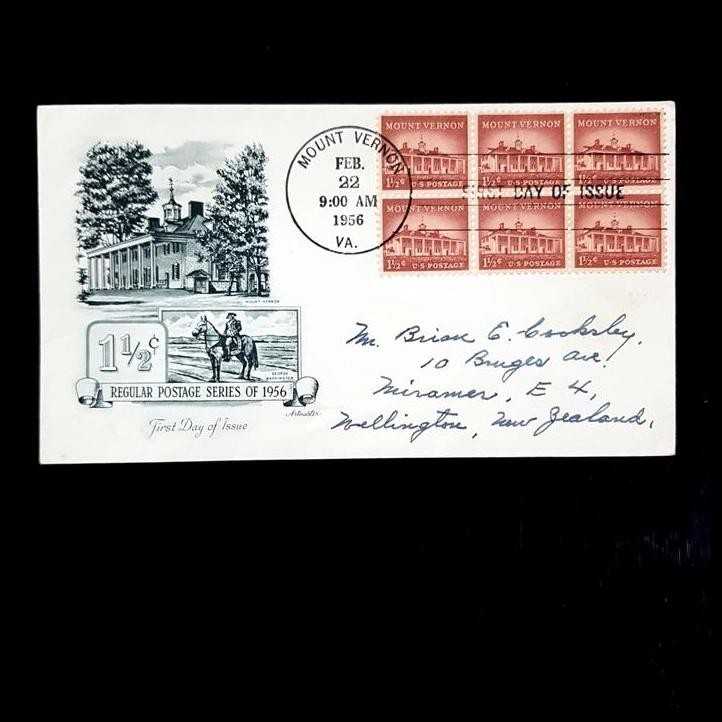 

BEST DEAL PERANGKO/PRANGKO AMERIKA. FDC MOUNT VERNON 1956. BLOK-6 !
