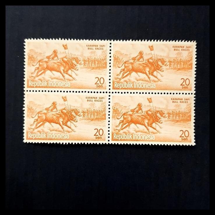 

HOT DEAL PRANGKO INDONESIA 1961. KARAPAN SAPI ~ BULL RACES. BLOK-4 !!
