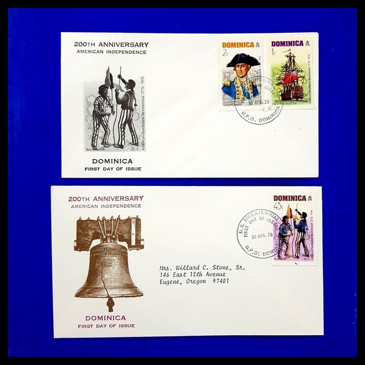 

TERMURAH PRANGKO 200TH ANNIVERSARY AMERICAN INDEPENDENCE. FDC DARI DOMINICA !!!!!